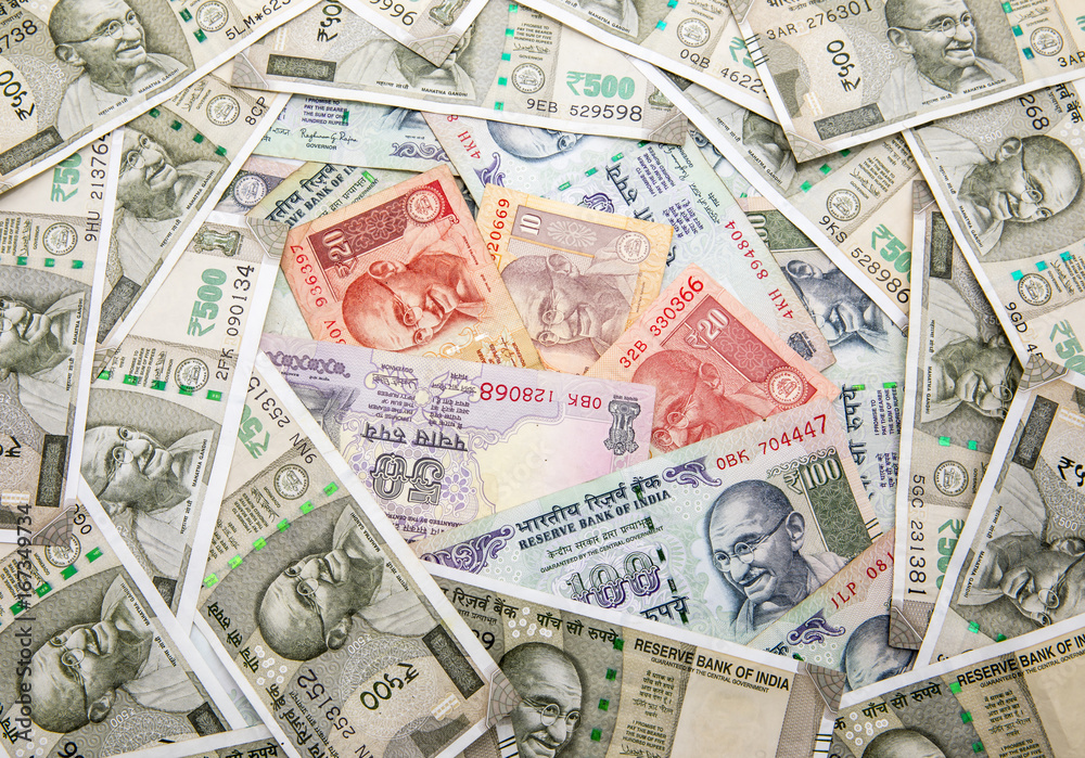 Indian rupee banknote cash background