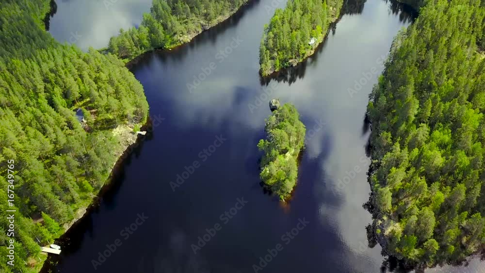 Aerial shot of beautiful islands at lake on a calm summer day. 4K video. Aerial shot of beautiful islands at lake on a calm summer day. 4K video.