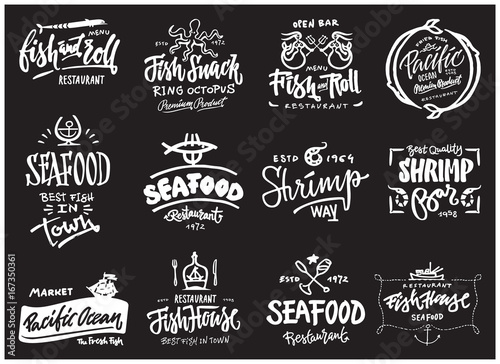 Seafood icons set
