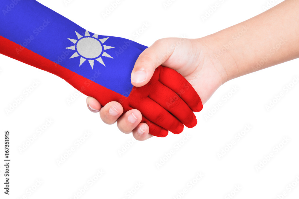 Handshake between a child and Taiwan Handshake between a child and Taiwan
