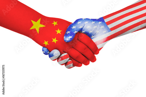 Handshake between China and United States of America