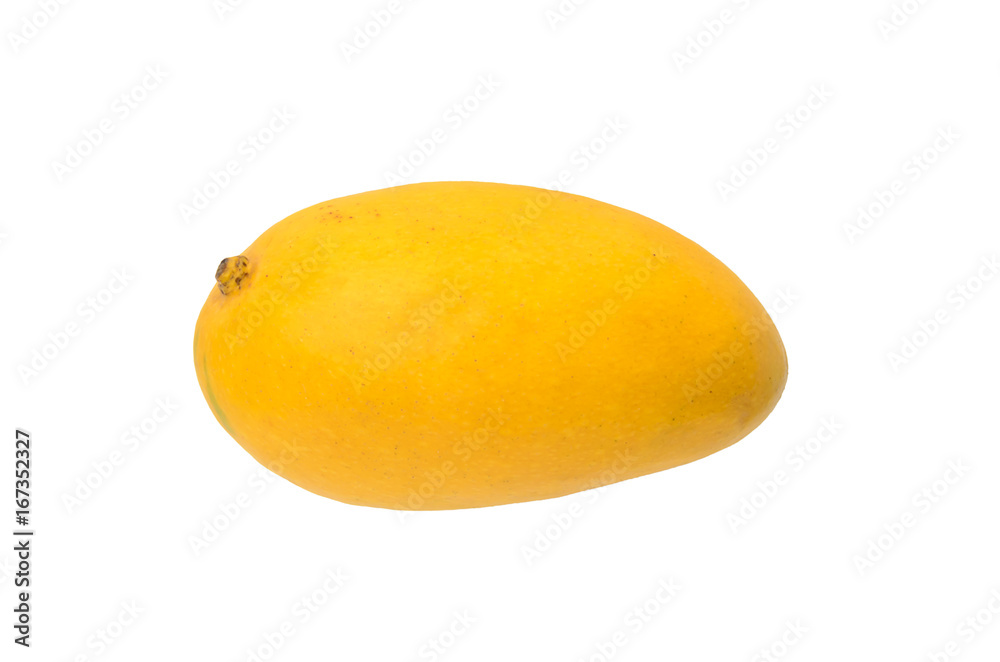 Fresh ripened yellow mango isolated on ehitw background