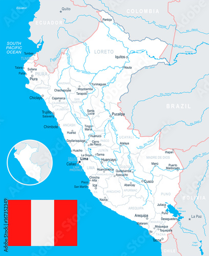 Peru - map and flag illustration