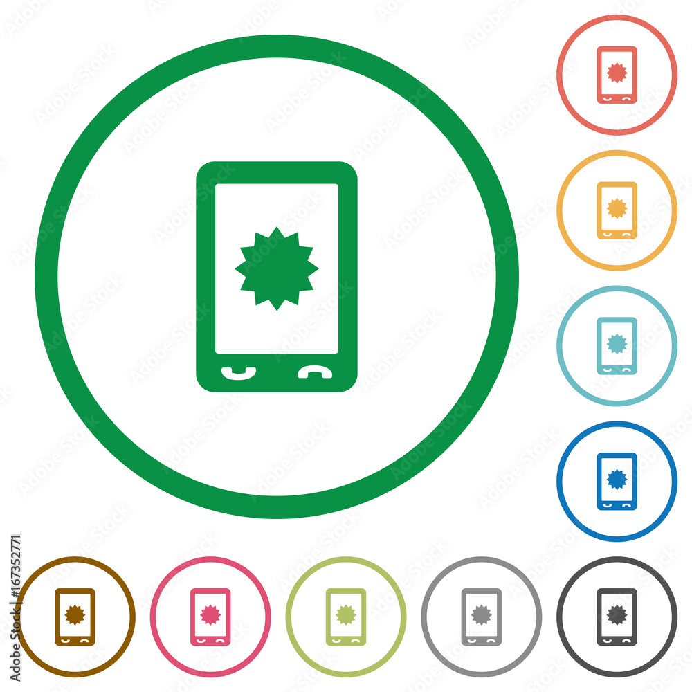 Mobile warranty flat icons with outlines Mobile warranty flat icons with outlines