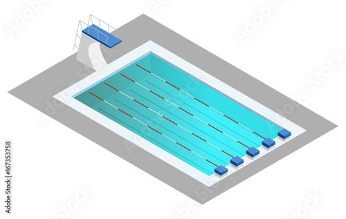 Realistic isometric sport pool. Perspective design used for infographics, banner, poster or card creation.
