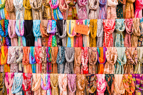 Silk scarves for sale at a Spanish market