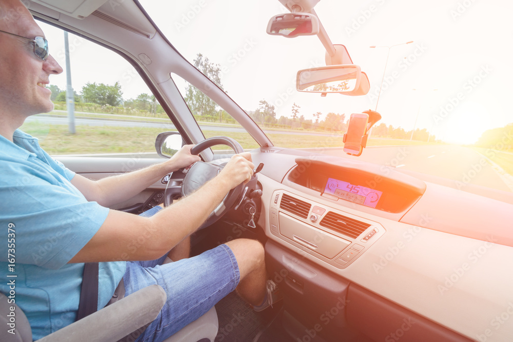 Driving a car - passenger seat view