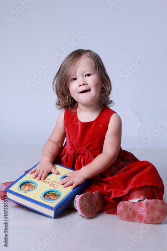 Little girl in a red dress