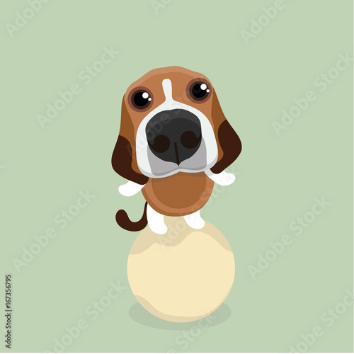 Cartoon happy beagle dog.