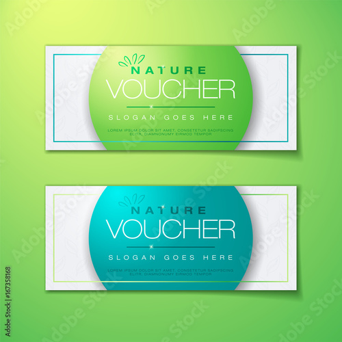 Vector illustration, gift voucher template with premium nature pattern