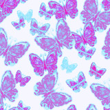 Hand painted watercolor seamless pattern with flying butterfly and flowers. Isolated objects on a white background. Flying butterflies in feminine style. Perfect for textile, cover design.