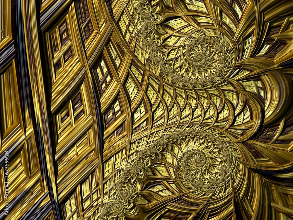 Fractal created based on Gold and natural ornaments.