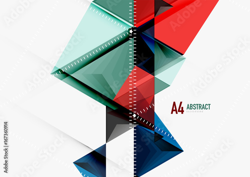 Triangular low poly vector a4 size geometric abstract template