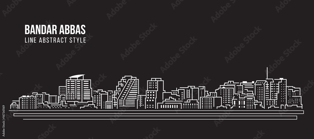 Cityscape Building Line art Vector Illustration design - Bandar Abbas city