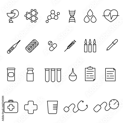 Simple set of medical things on the white background