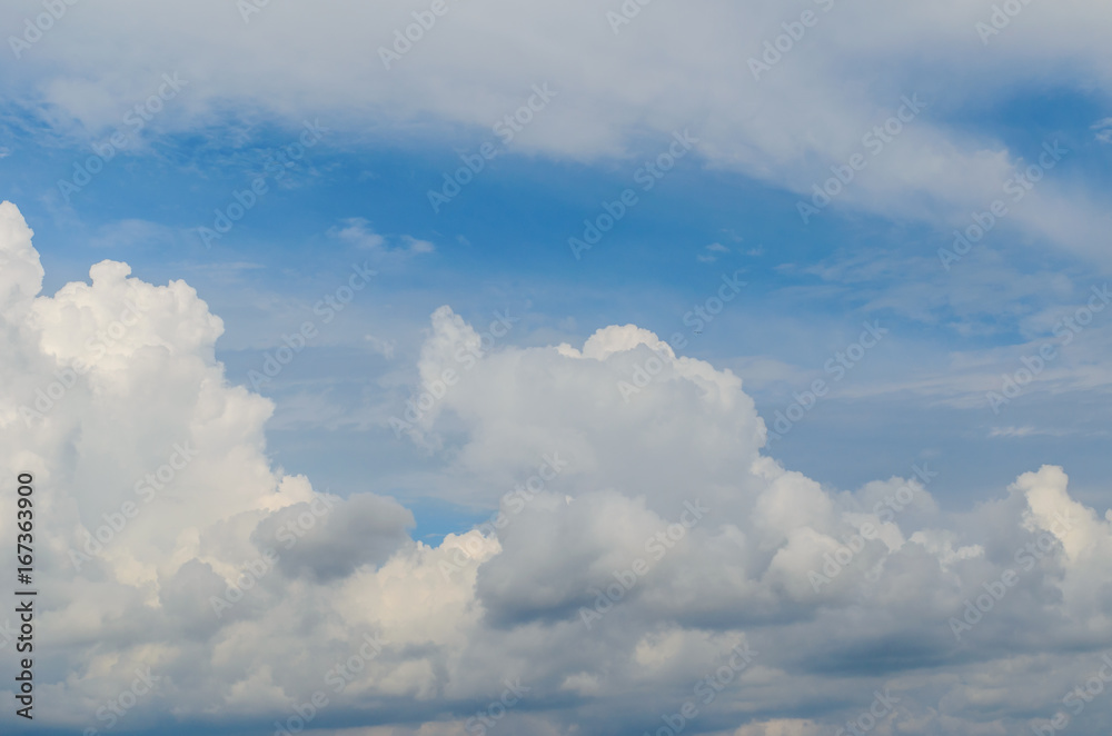 White clouds in deep blue sky