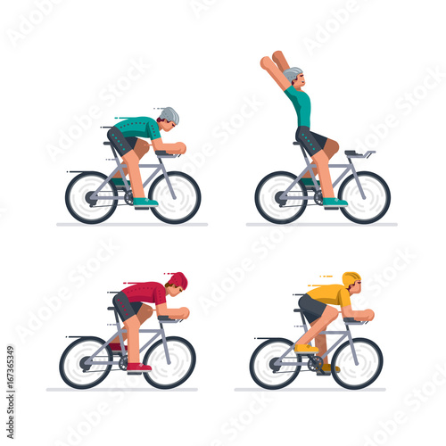 Group of cyclists in road racing.