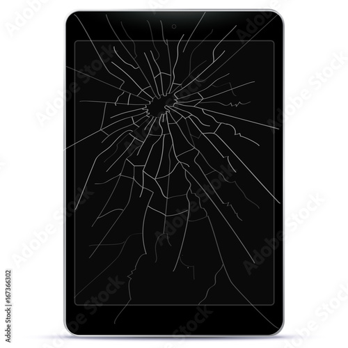 Broken Tablet Computer Vector Illustration
