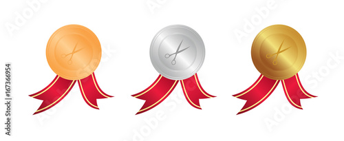 Schere - Bronze, Silber, Gold Medaillen