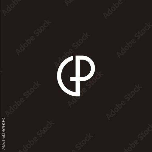 GP Initial Monogram Logo  Single line letttering G   P vector on black background
