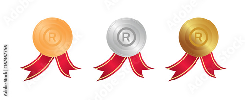 Urheberrechts-Symbol - Bronze, Silber, Gold Medaillen