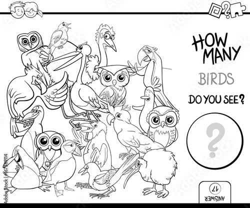 counting birds coloring page activity