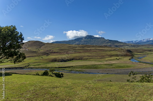 Landscape to Drakensberg mountain, South Africa