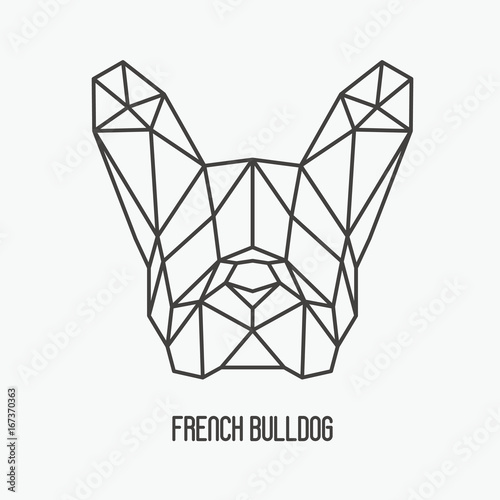 Polygonal head of french bulldog, symbol of 2018 New Year. Vector illustration of dog silhouette. photo