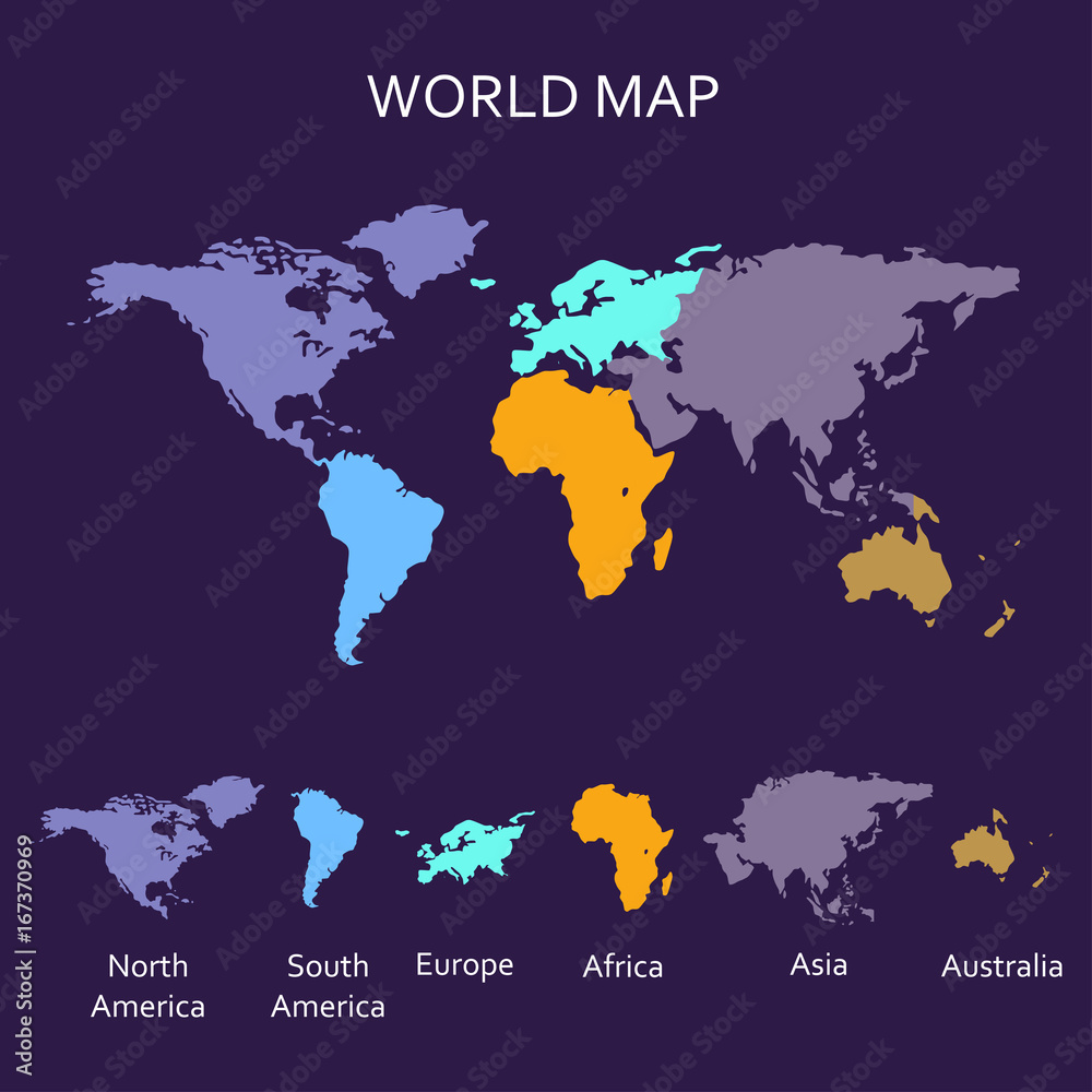 Naklejka premium World map infographics. Vector design template of world map with continents.
