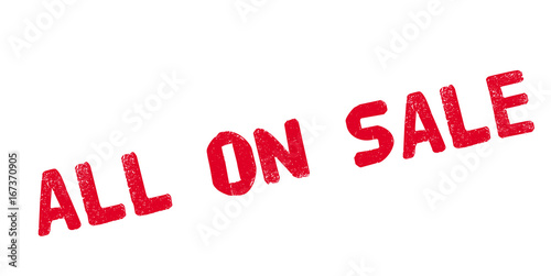 All On Sale rubber stamp. Grunge design with dust scratches. Effects can be easily removed for a clean, crisp look. Color is easily changed.