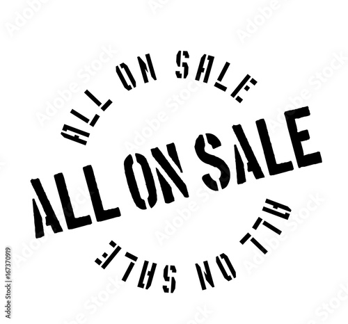 All On Sale rubber stamp. Grunge design with dust scratches. Effects can be easily removed for a clean, crisp look. Color is easily changed.