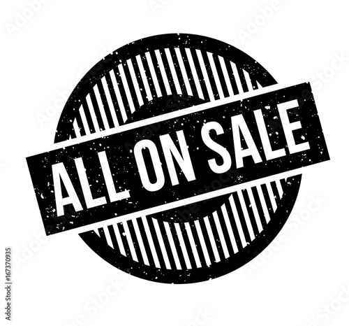 All On Sale rubber stamp. Grunge design with dust scratches. Effects can be easily removed for a clean, crisp look. Color is easily changed.