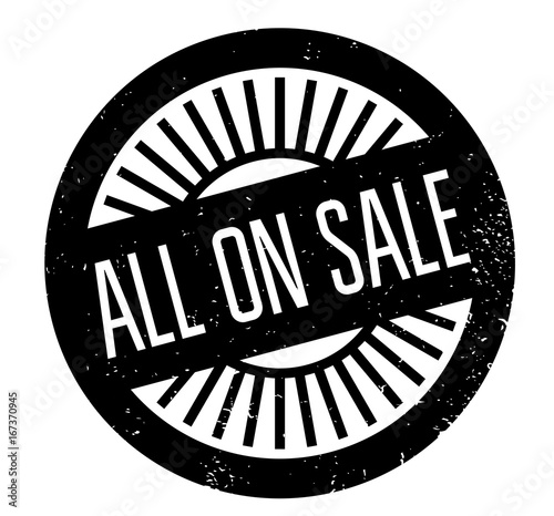 All On Sale rubber stamp. Grunge design with dust scratches. Effects can be easily removed for a clean, crisp look. Color is easily changed.