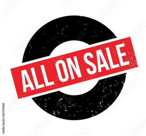 All On Sale rubber stamp. Grunge design with dust scratches. Effects can be easily removed for a clean, crisp look. Color is easily changed.