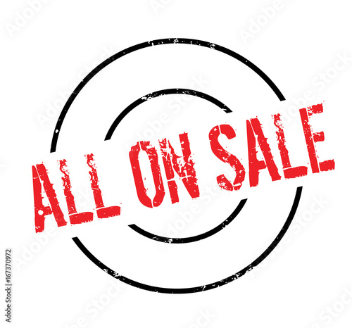 All On Sale rubber stamp. Grunge design with dust scratches. Effects can be easily removed for a clean, crisp look. Color is easily changed.