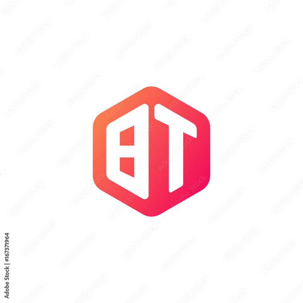 Initial letter bt, rounded hexagon logo, gradient red orange colors
Initial letter bt, rounded hexagon logo, gradient red orange colors