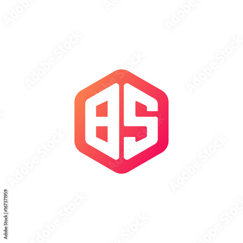 Initial letter bs, rounded hexagon logo, gradient red orange colors
 
