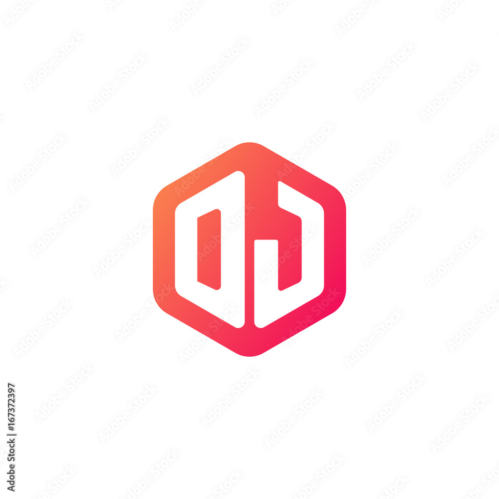 Initial letter dj, rounded hexagon logo, gradient red orange colors
Initial letter dj, rounded hexagon logo, gradient red orange colors