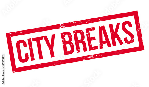 City Breaks rubber stamp. Grunge design with dust scratches. Effects can be easily removed for a clean, crisp look. Color is easily changed.