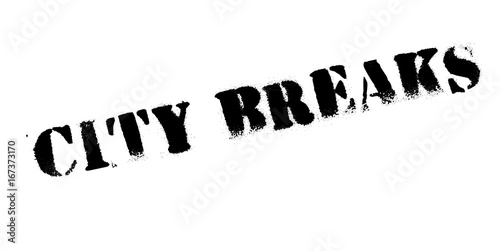 City Breaks rubber stamp. Grunge design with dust scratches. Effects can be easily removed for a clean, crisp look. Color is easily changed.
