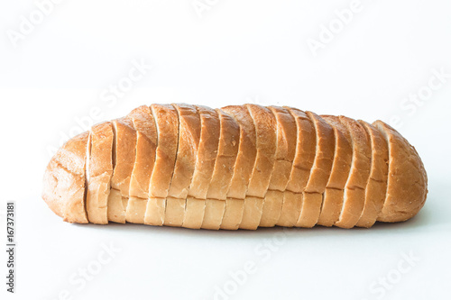 Sliced loaf on a white background