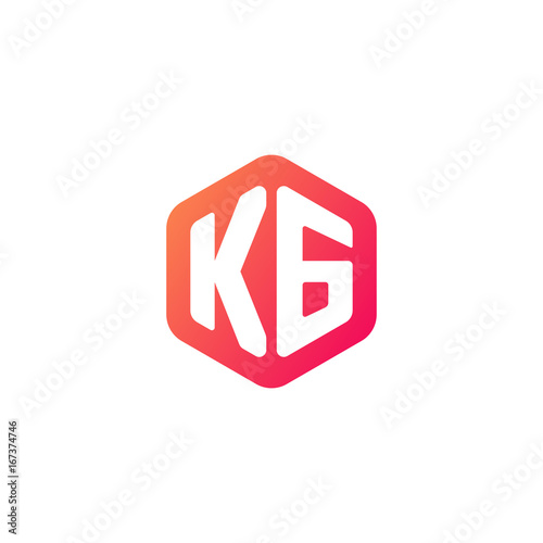 Free Download Initial letter kg, rounded hexagon logo, gradient red orange colors - GFXLoad