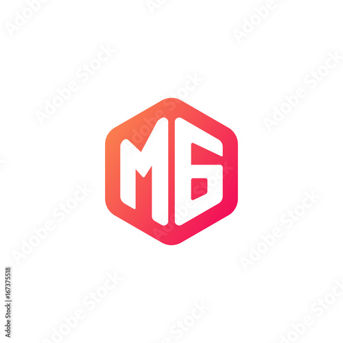 Free Download Initial letter mg, rounded hexagon logo, gradient red orange colors - GFXLoad