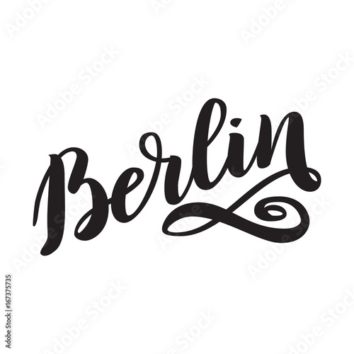 Berlin hand drawn lettering. Vector lettering illustration isolated on white. Template for Traditional German Oktoberfest bier festival