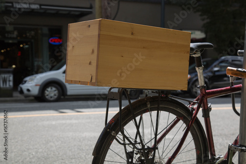 Rear rack bicycle eco friedly wood box