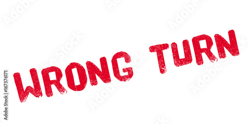 Wrong Turn rubber stamp. Grunge design with dust scratches. Effects can be easily removed for a clean, crisp look. Color is easily changed.