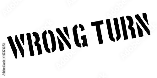 Wrong Turn rubber stamp. Grunge design with dust scratches. Effects can be easily removed for a clean, crisp look. Color is easily changed.