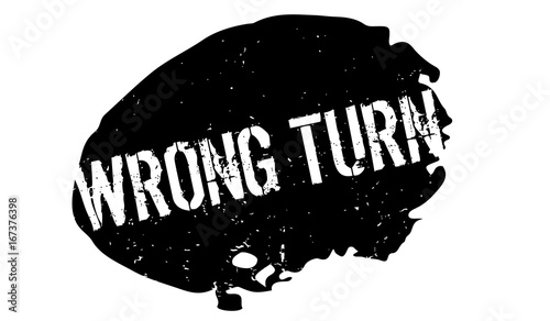 Wrong Turn rubber stamp. Grunge design with dust scratches. Effects can be easily removed for a clean, crisp look. Color is easily changed.