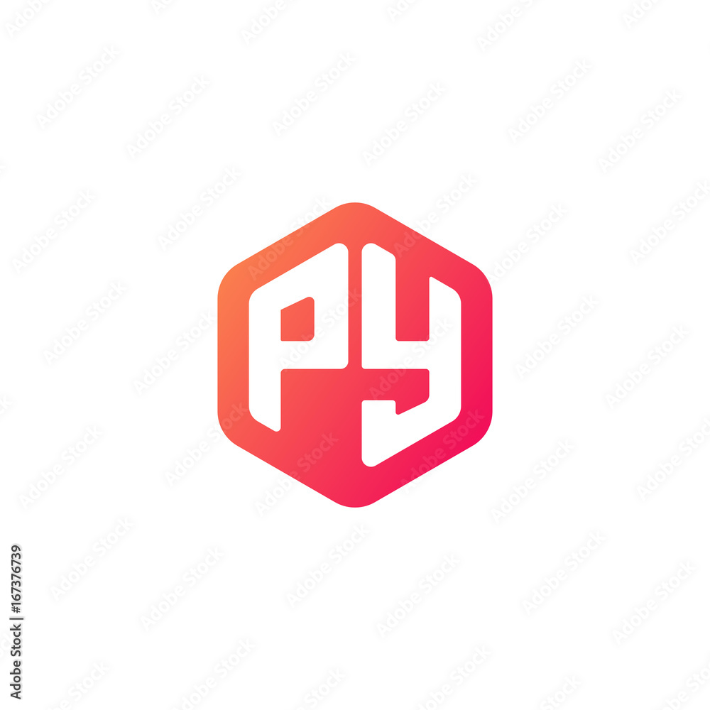 Initial letter py, rounded hexagon logo, gradient red orange colors
Initial letter py, rounded hexagon logo, gradient red orange colors