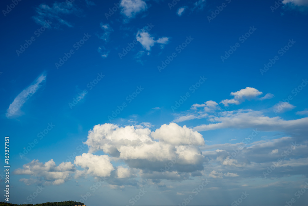 blue sky with clouds closeup.